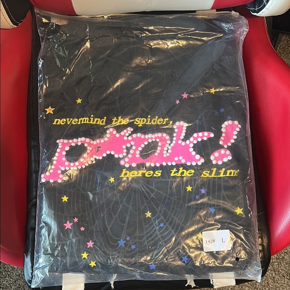 Black T-Shirt with Sparkly Pink Graphic Design - Picture 1 of 1